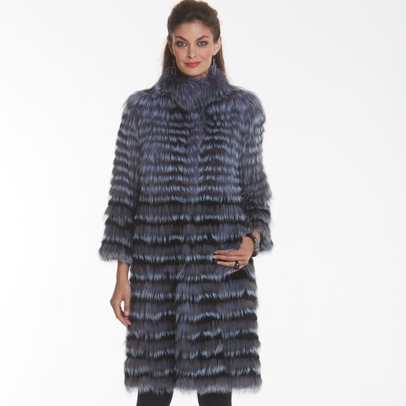 Silver Fox – Black Fox – Striped Sweater Coat - Picture 1 of 5